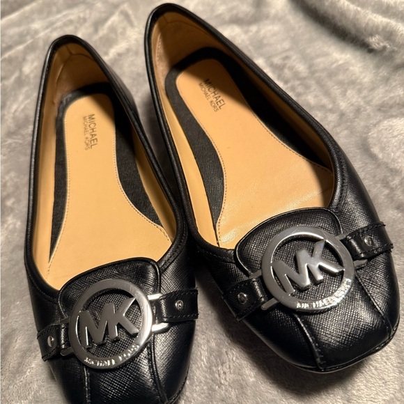 Michael Kors Shoes - MICHAEL KORS Black Flats with Silver Logo size 6.5 U.S